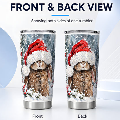 #pl[20oz|Steel] Winter Bunny Tumbler 20oz, Santa Rabbit Tumbler, Stainless Steel Travel Cup