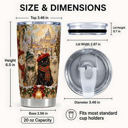 #pl[20oz|Steel] Stained Glass Cats Tumbler 20oz, Cat Tumbler, Stainless Steel Travel Cup
