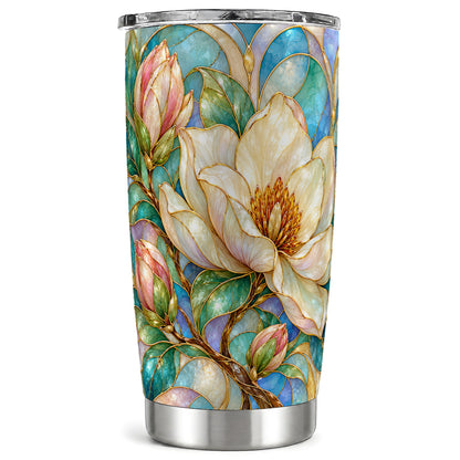 Jeweled Floral Tumbler 20oz, Botanical Tumbler, Stainless Steel Travel Cup