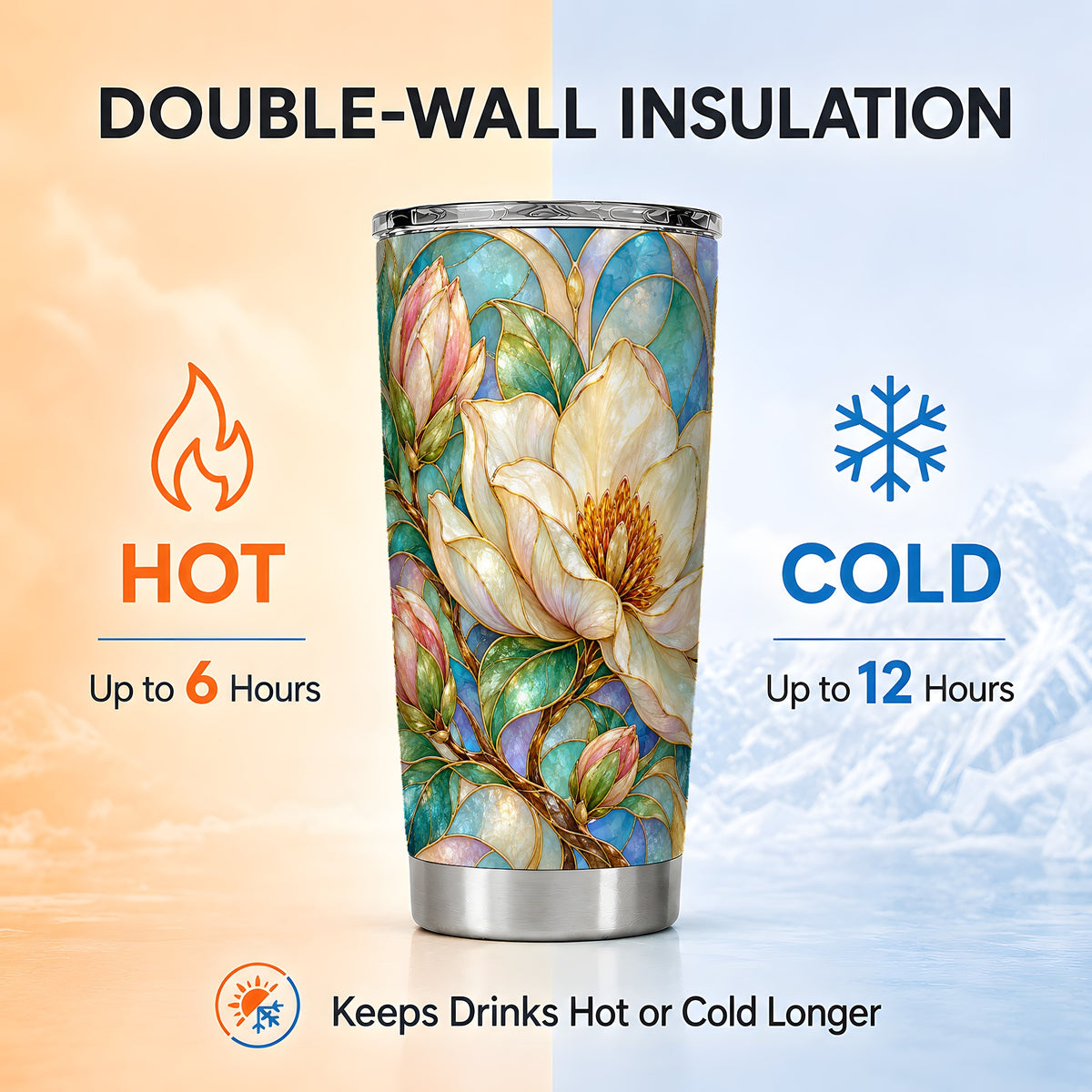 Jeweled Floral Tumbler 20oz, Botanical Tumbler, Stainless Steel Travel Cup