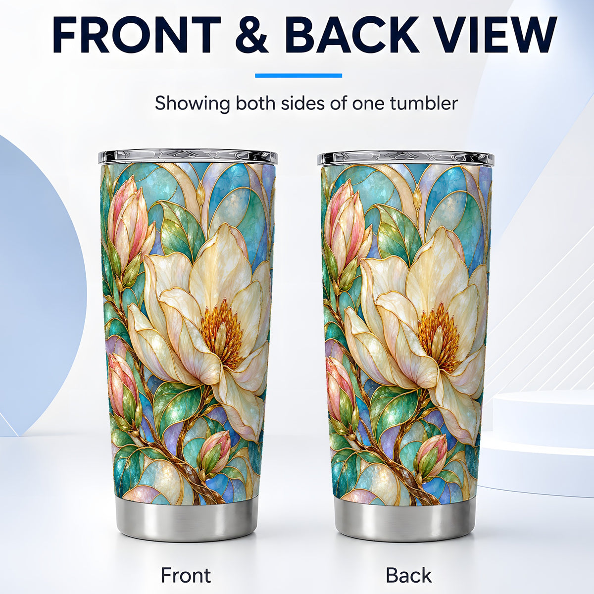 #pl[20oz|Steel] Jeweled Floral Tumbler 20oz, Botanical Tumbler, Stainless Steel Travel Cup