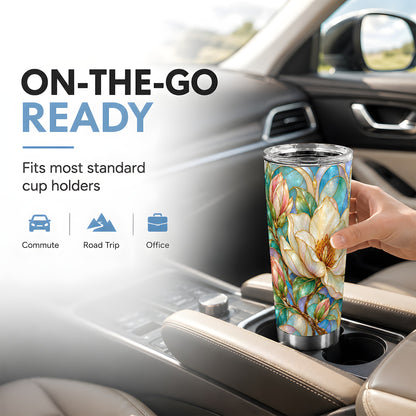 Jeweled Floral Tumbler 20oz, Botanical Tumbler, Stainless Steel Travel Cup