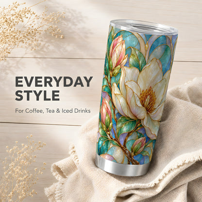 Jeweled Floral Tumbler 20oz, Botanical Tumbler, Stainless Steel Travel Cup