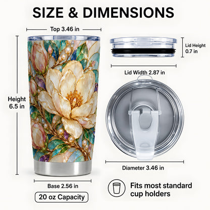 #pl[20oz|Steel] Pearl Floral Tumbler 20oz, Blossom Tumbler, Stainless Steel Travel Cup