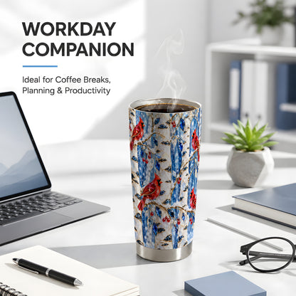Winter Cardinal Tumbler 20oz, Birch Forest Stainless Steel Travel Cup