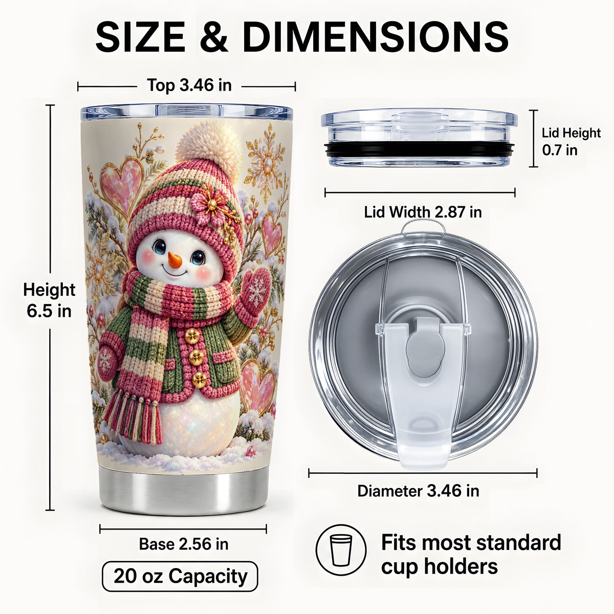 #pl[20oz|Steel] Snowman Tumbler 20oz, Winter Heart Tumbler, Stainless Steel Travel Cup
