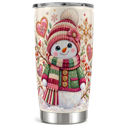 Snowman Tumbler 20oz, Faceted Art Tumbler, Stainless Steel Travel Cup
