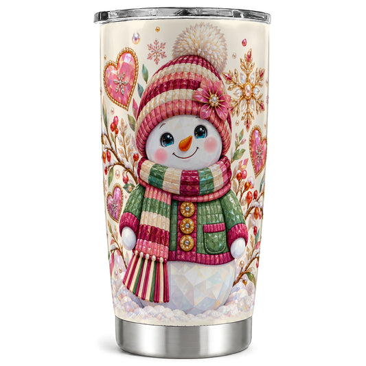 Snowman Tumbler 20oz, Faceted Art Tumbler, Stainless Steel Travel Cup