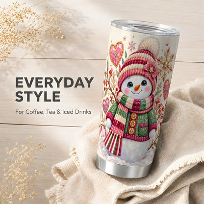 Snowman Tumbler 20oz, Faceted Art Tumbler, Stainless Steel Travel Cup