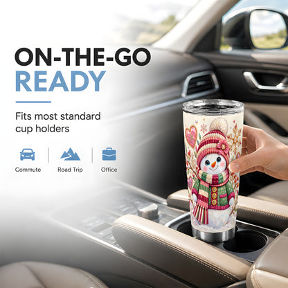 Snowman Tumbler 20oz, Faceted Art Tumbler, Stainless Steel Travel Cup