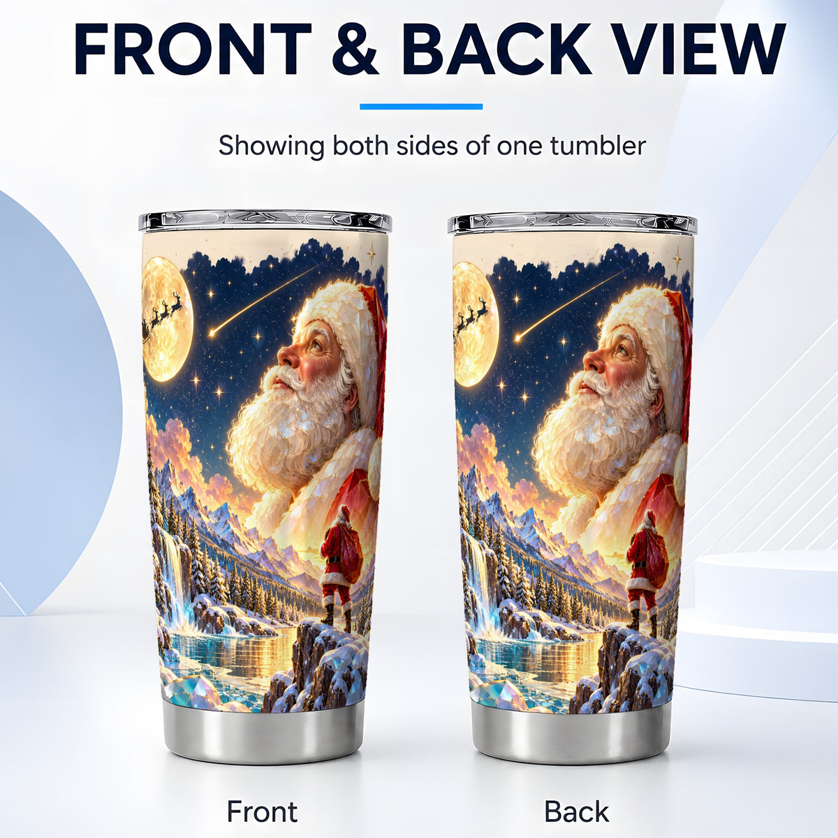 #pl[20oz|Steel] Santa Tumbler 20oz, Winter Night Tumbler, Stainless Steel Travel Cup