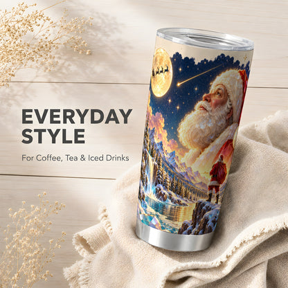 Santa Tumbler 20oz, Winter Night Tumbler, Stainless Steel Travel Cup
