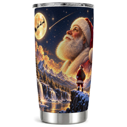Santa Tumbler 20oz, Winter Scene Tumbler, Stainless Steel Travel Cup