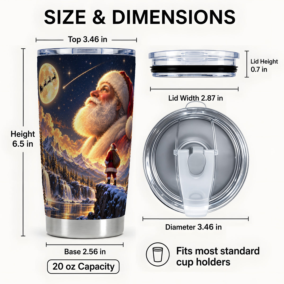 #pl[20oz|Steel] Santa Tumbler 20oz, Winter Scene Tumbler, Stainless Steel Travel Cup
