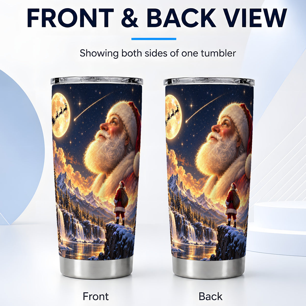 #pl[20oz|Steel] Santa Tumbler 20oz, Winter Scene Tumbler, Stainless Steel Travel Cup
