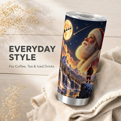 Santa Tumbler 20oz, Winter Scene Tumbler, Stainless Steel Travel Cup