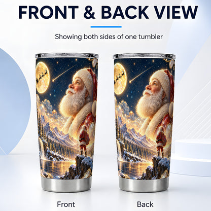 #pl[20oz|Steel] Santa Tumbler 20oz, Mountain Night Tumbler, Stainless Steel Travel Cup