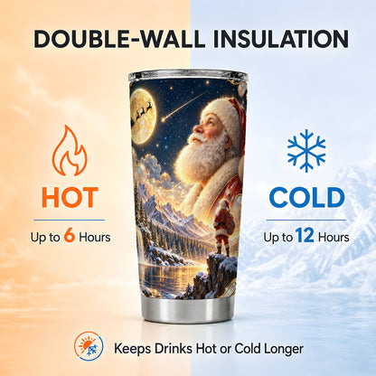 Santa Tumbler 20oz, Mountain Night Tumbler, Stainless Steel Travel Cup