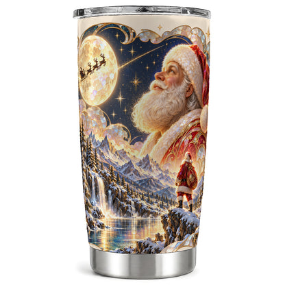 Santa Moon Tumbler 20oz, Christmas Tumbler, Stainless Steel Travel Cup