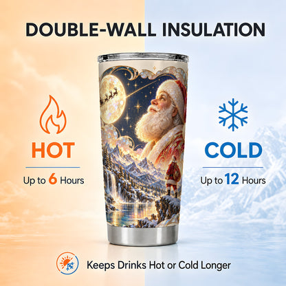 Santa Moon Tumbler 20oz, Christmas Tumbler, Stainless Steel Travel Cup