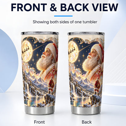 #pl[20oz|Steel] Santa Moon Tumbler 20oz, Christmas Tumbler, Stainless Steel Travel Cup