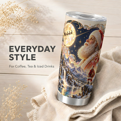 Santa Moon Tumbler 20oz, Christmas Tumbler, Stainless Steel Travel Cup