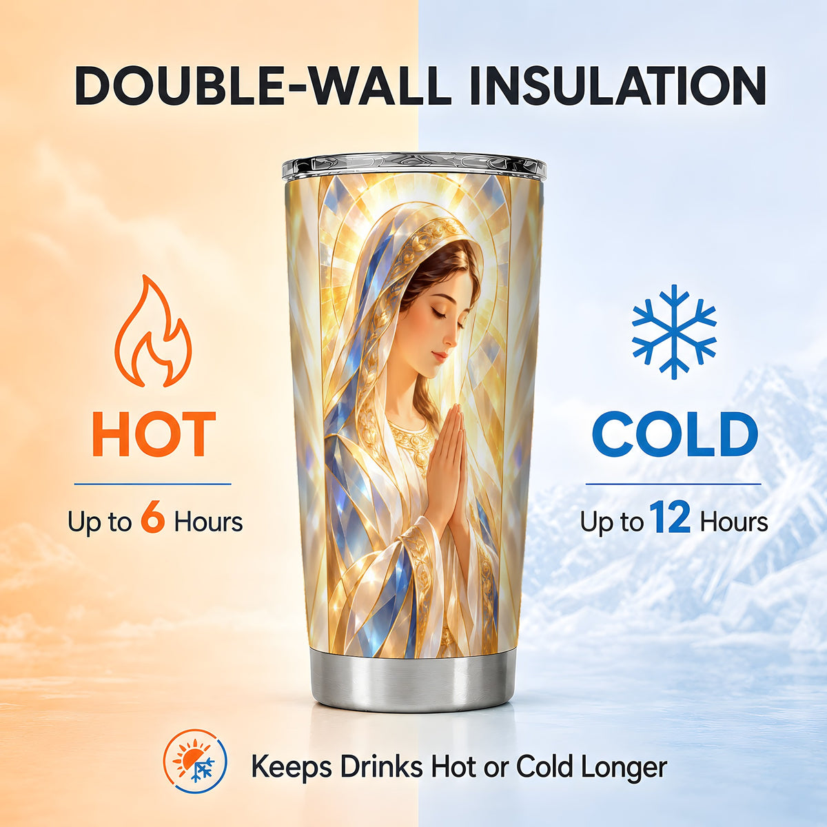 Radiant Mother Tumbler 20oz, Faith Tumbler, Stainless Steel Travel Cup