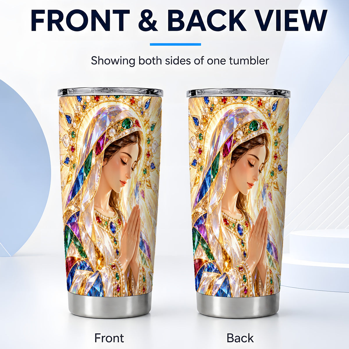 #pl[20oz|Steel] Jeweled Mother Tumbler 20oz, Sacred Art Tumbler, Stainless Steel Travel Cup