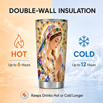 Jeweled Mother Tumbler 20oz, Sacred Art Tumbler, Stainless Steel Travel Cup