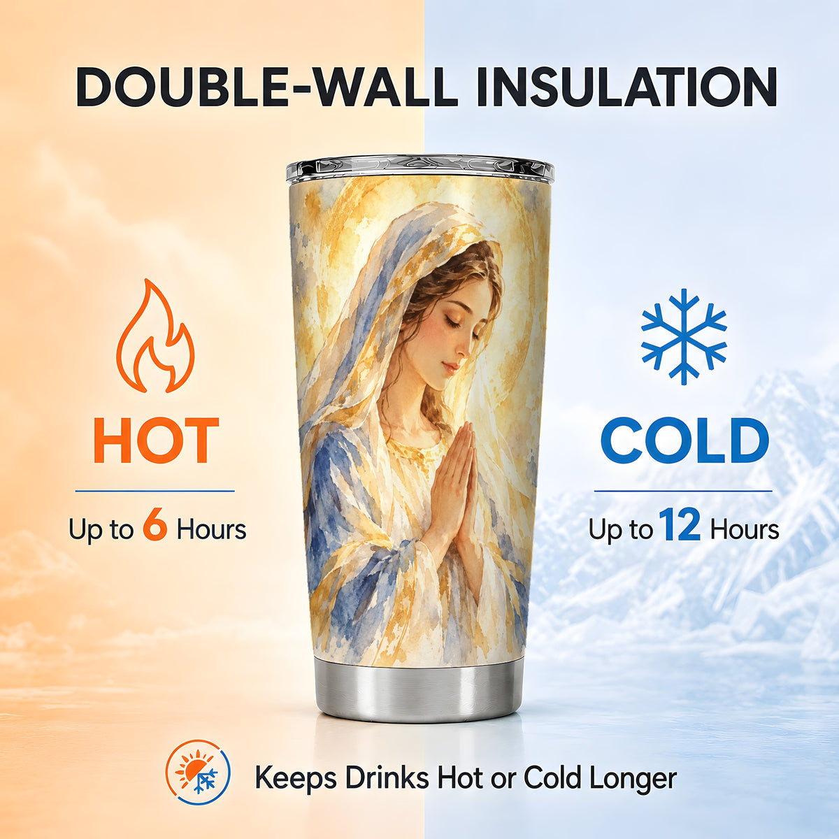 Watercolor Mother Tumbler 20oz, Faith Tumbler, Stainless Steel Travel Cup