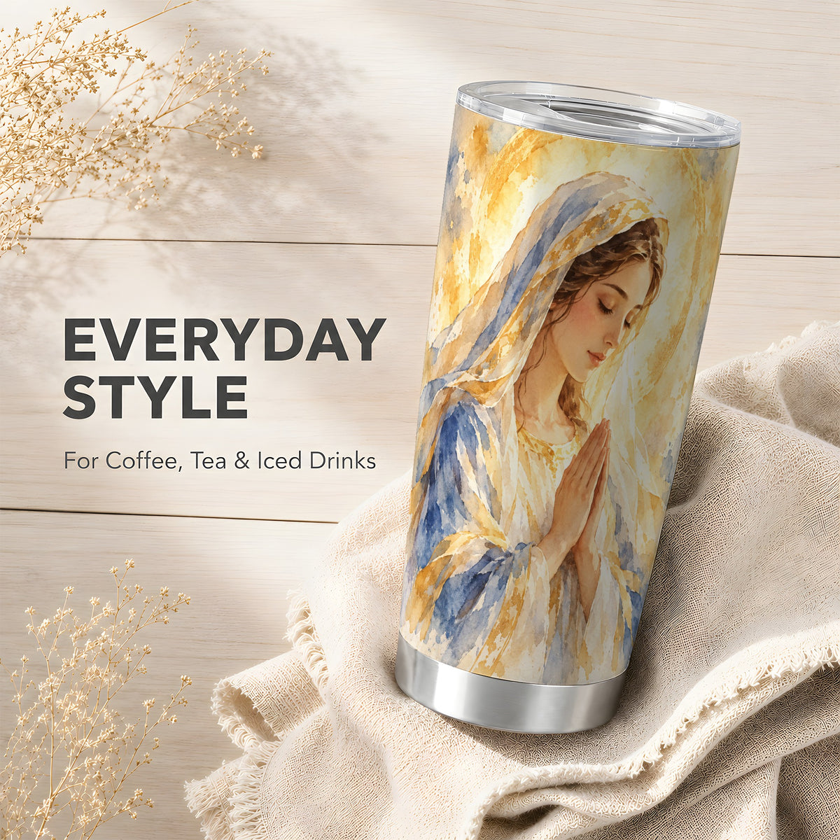 Watercolor Mother Tumbler 20oz, Faith Tumbler, Stainless Steel Travel Cup