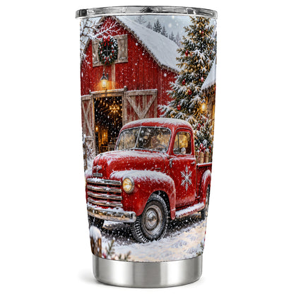 Vintage Truck Tumbler 20oz, Holiday Tumbler, Stainless Steel Travel Cup
