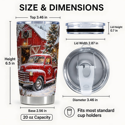 #pl[20oz|Steel] Vintage Truck Tumbler 20oz, Holiday Tumbler, Stainless Steel Travel Cup