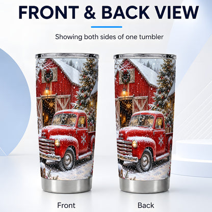 #pl[20oz|Steel] Vintage Truck Tumbler 20oz, Holiday Tumbler, Stainless Steel Travel Cup