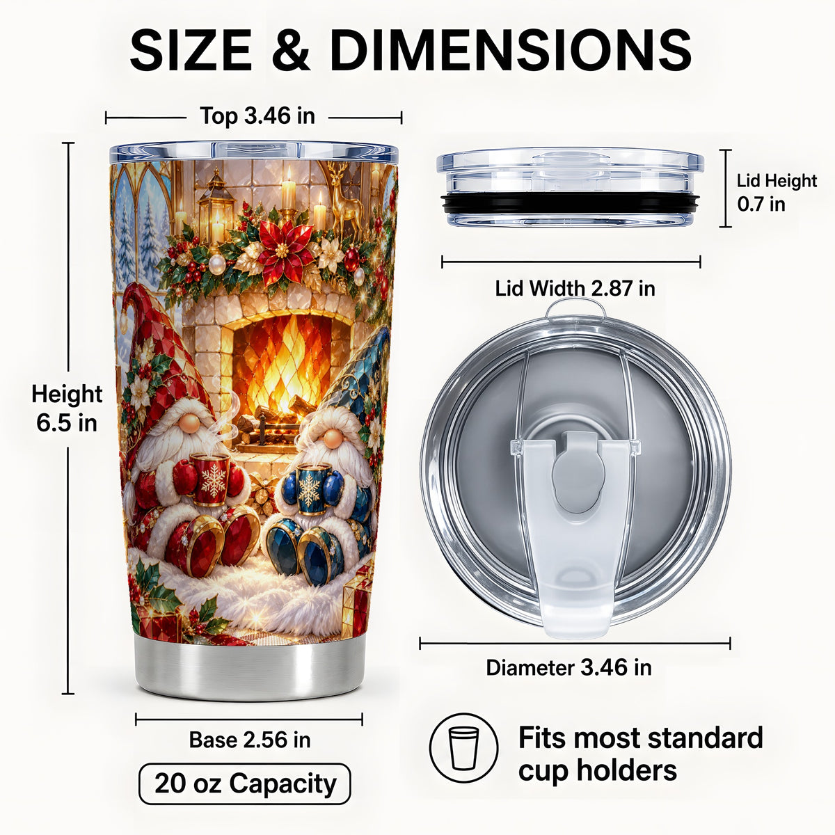 #pl[20oz|Steel] Christmas Gnome Tumbler 20oz, Winter Tumbler, Stainless Steel Travel Cup