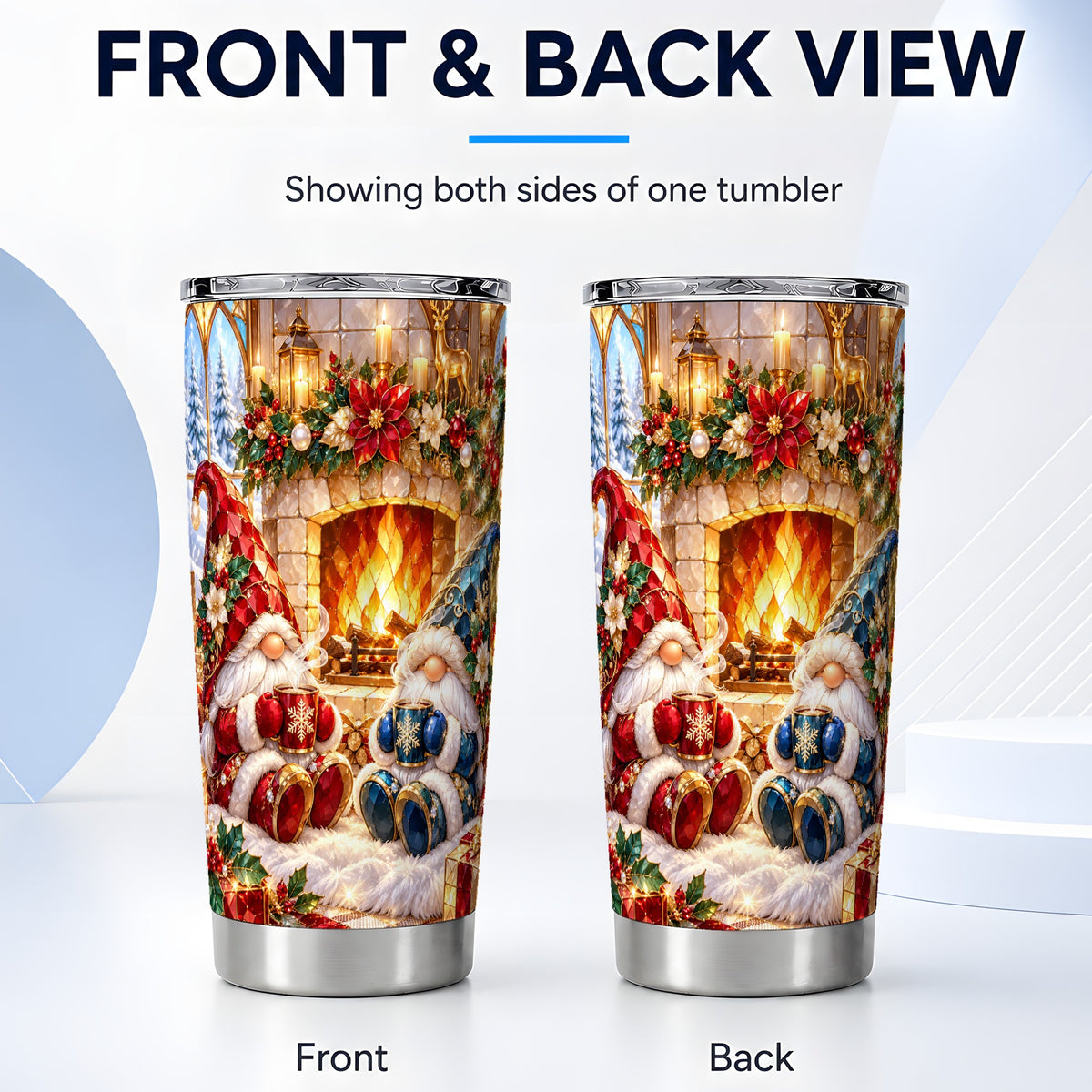 #pl[20oz|Steel] Christmas Gnome Tumbler 20oz, Winter Tumbler, Stainless Steel Travel Cup