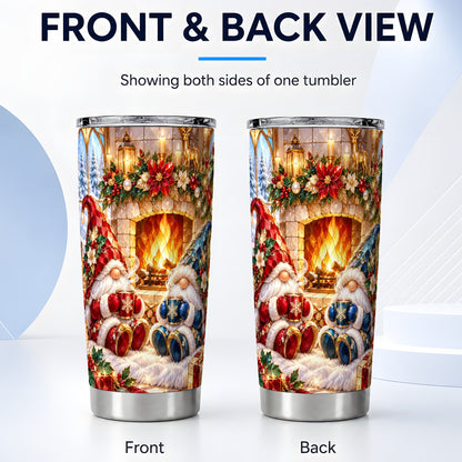 #pl[20oz|Steel] Christmas Gnome Tumbler 20oz, Winter Tumbler, Stainless Steel Travel Cup