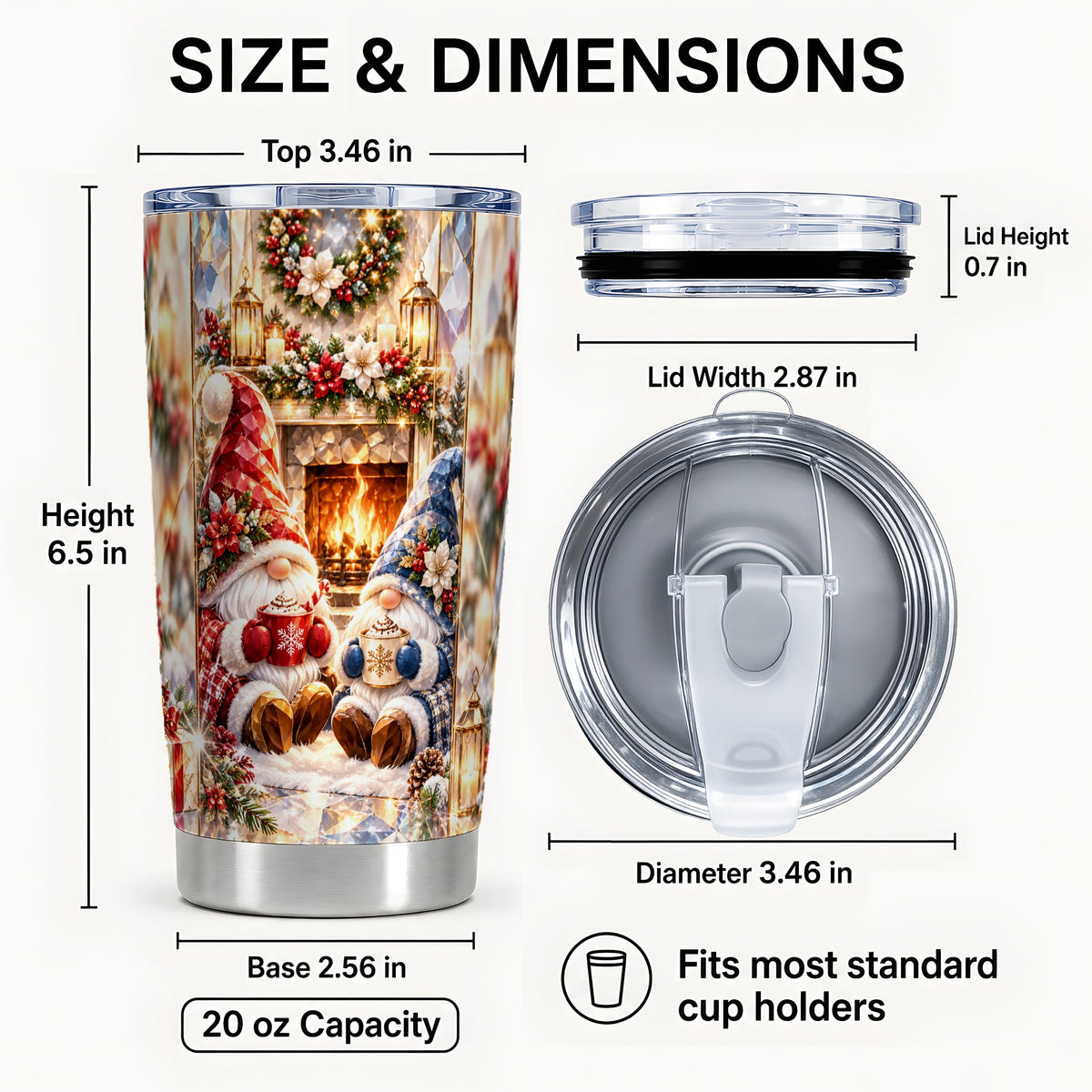 #pl[20oz|Steel] Crystal Gnome Tumbler 20oz, Winter Tumbler, Stainless Steel Travel Cup