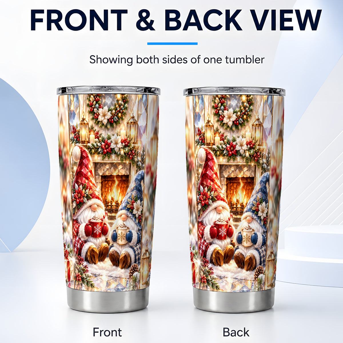 #pl[20oz|Steel] Crystal Gnome Tumbler 20oz, Winter Tumbler, Stainless Steel Travel Cup