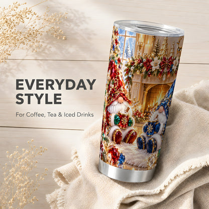 Gemstone Gnome Tumbler 20oz, Holiday Tumbler, Stainless Steel Travel Cup