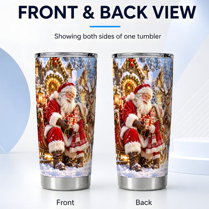 #pl[20oz|Steel] Santa Reindeer Tumbler 20oz, Christmas Tumbler, Stainless Steel Travel Cup