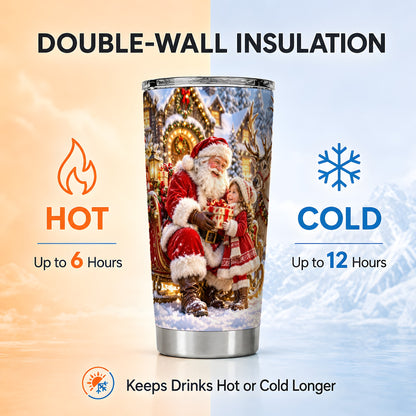 Santa Reindeer Tumbler 20oz, Christmas Tumbler, Stainless Steel Travel Cup