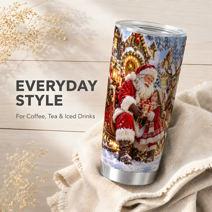 Santa Reindeer Tumbler 20oz, Christmas Tumbler, Stainless Steel Travel Cup