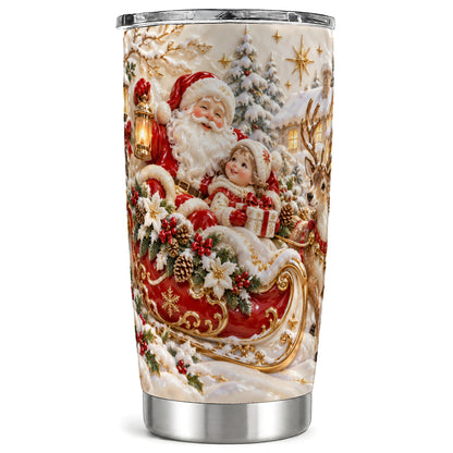 Santa Reindeer Tumbler 20oz, Christmas Tumbler, Stainless Steel Travel Cup