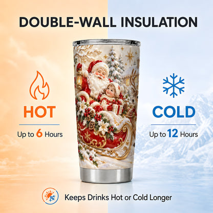 Santa Reindeer Tumbler 20oz, Christmas Tumbler, Stainless Steel Travel Cup