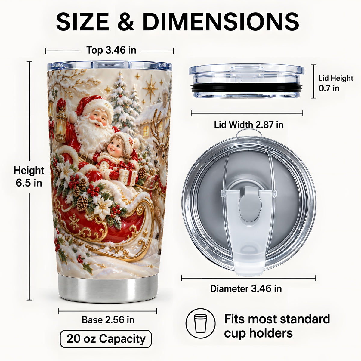 #pl[20oz|Steel] Santa Reindeer Tumbler 20oz, Christmas Tumbler, Stainless Steel Travel Cup