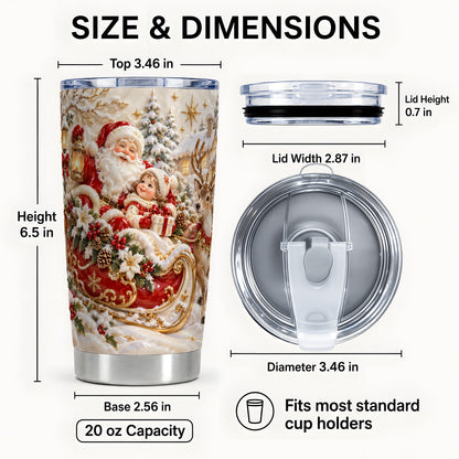#pl[20oz|Steel] Santa Reindeer Tumbler 20oz, Christmas Tumbler, Stainless Steel Travel Cup