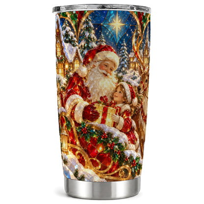 Santa Reindeer Tumbler 20oz, Holiday Tumbler, Stainless Steel Travel Cup