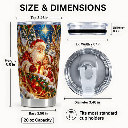 #pl[20oz|Steel] Santa Reindeer Tumbler 20oz, Holiday Tumbler, Stainless Steel Travel Cup