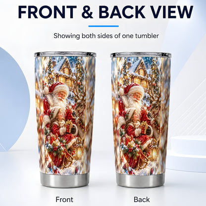 #pl[20oz|Steel] Santa Reindeer Tumbler 20oz, Winter Tumbler, Stainless Steel Travel Cup